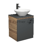 Тумба Bau Dream Blackwood 50 графит, раковина BAU Dream D43, смеситель для раковины высокий Hotel Black, черный