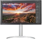 Монитор 27" LG UltraFine 27UP850K-W IPS 3840x2160, 60 Гц, 5 мс, 16:9, 400 кд/м², 2xHDMI 2.0, DP 1.4, USB-C, USB Hub (2x USB 3.0), 3.5 Jack, FreeSync, черный/серебристый