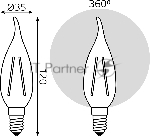 Лампа светодиодная филаментная Gauss Filament 5Вт цок.: E14 свеча 220B св. свеч. бел. нейт. (упак.: 10 шт)