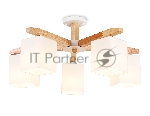 Светильник Ambrella light TR83118/5 WH/LW белый/светлое дерево E27/5 max 40W D700*325