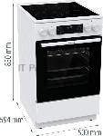 Плита электрическая Gorenje GECS5C70WA белый, конфорок 4 электрических, духовка 70 л, 50 см x 85 см x 59.4 см, вид 53
