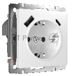 Розетка с заземлением, шторками и USB тип A+C (белый)