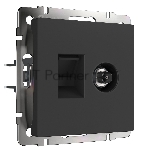 Розетка ТВ+Ethernet RJ-45 6 cat.(черный матовый)