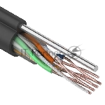 Кабель витая пара Rexant F/UTP, cat.5e, PE, 4PR, 24AWG, внешний, черный, с тросом