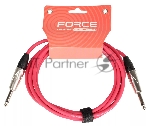 Кабель гитарный FORCE FGC-09/3 RD1/4" TS Jack - 1/4" TS Jack, высококачественный, малошумящий с проводниками из безкислородной меди OFC, диаметр 6 мм, профессиональные металлические разъемы, длина 3 м, цвет красный