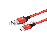 Кабель HOCO X14 USB 2.0, AM/Type-C M, черно-красный, 1м