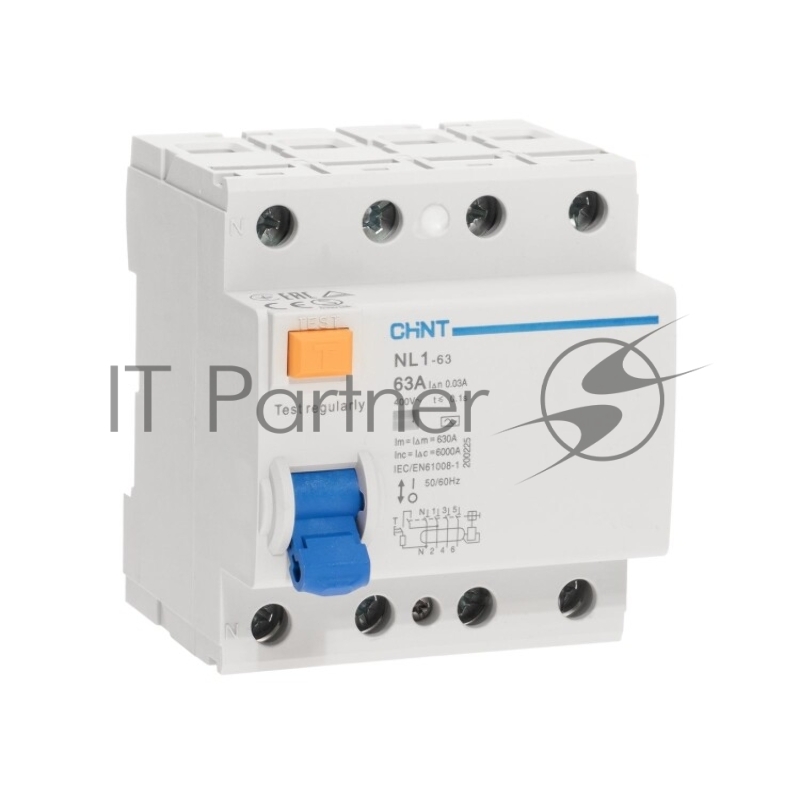 Выключатель дифференциального тока CHINT (УЗО) NL1-63 6kA 4P 63A 30mA тип AC