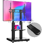Мобильная стойка МОТОРИЗОВАННАЯ ONKRON на 1 ТВ/ 50-120" от 200х200 до 900х800, макс нагр 120кг, высота 910-1560мм, кабель-канал, регулируемая полка, черная, вид 8