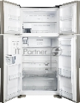 Холодильник Hitachi R-W660PUC7X GC шампань стекло двухкамерный 396/144л морозилка сверху, No Frost, Side by Side, вид 3