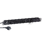 Блок розеток горизонтальный ExeGate ServerPro PDU-19H013 Al-6C19-EU3-SW, 19", 1U, Алюминий, 6 IEC 320 C19, кабель с евровилкой VDE-250V-16A-3*1.5mm2, 3 метра, выкл. с подсветкой, черный