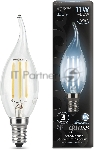 Лампа светодиодная филаментная Gauss Filament 11Вт цок.:E14 свеча 220B св.свеч.бел.нейт. CF35 (упак.:10шт)