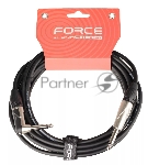 Кабель гитарный FORCE FGC-09/4.5L1/4" TS Jack - 1/4" TS Jack угловой, высококачественный, малошумящий с проводниками из безкислородной меди OFC, диаметр 6 мм, профессиональные металлические разъемы, длина 4,5 м