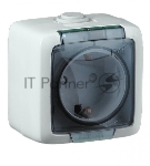 Розетка наружная HEGEL РА16-211 "ALFA IP44" с заземлением без шторок белая
