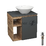 Тумба Bau Dream Blackwood 60 правая, графит, раковина BAU Dream D43, выпуск клик клак, белый
