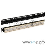 Монтажное оборудование Hyperline PP3-19-24-8P8C-C6-110D Патч-панель 19", 1U, 24 порта RJ-45, категория 6, Dual IDC, ROHS, цвет черный (задний кабельный организатор в комплекте), вид 2