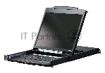 Kонсоль управления, для KVM-переключателей, электрон., 19"", SVGA+KBD+MOUSE PS/2 USB, с KVM шнуром USB 1.8м, LCD Kран 19"", лат./рус.Kлав., (выход на вторую конс 1280x1024 75Hz DDC2BKрепление DUAL RAIL доп.порт USB A-типа Female) DUAL RAIL LCD PS/2-USB CONSOLE 19INCH