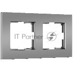 Рамка на 2 поста Slab (серебро софт) W0022965
