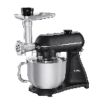 Кухонная машина Korting KKM 0107 MB N, мощность 1500 Вт, 5 насадок, объем чаши 6.5 л, сенсорный дисплей/механическое управление, планетарное вращение, 11 скоростей, турборежим, импульсный режим, таймер, насадка для смешивания/крюк для теста/веничк/мясорубка, черный