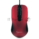Мышь проводная Gembird MOP-400-R красный, 1000 dpi, USB, кнопки - 3