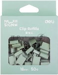 Зажимы Deli NS086GREEN Nusign для клиппера 16 мм зеленый (упаковка: 50 шт) картонная коробка