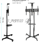 Стойка для телевизора Kromax OMEGA-19 черный 30"-70" макс.55кг напольный мобильный, вид 3