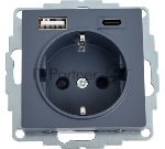 Розетка SE AtlasDesign 16А с USB A+C (5В/2,4А/3 А, 2х5В/1,5А), мех, грифель