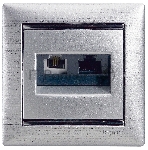 Valena Розетка двойная RJ45 кат.6е UTP + RJ11, алюм. Valena Розетка двойная RJ45 кат.6е UTP + RJ11, алюм.