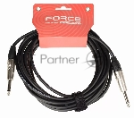 Кабель гитарный FORCE FGC-09/61/4" TS Jack - 1/4" TS Jack, высококачественный, малошумящий с проводниками из безкислородной меди OFC, диаметр 6 мм, профессиональные металлические разъемы, длина 6 м
