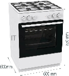 Плита комбинированная Gorenje GK6A40WFFM белый, конфорок 4 шт, духовка 71 л, 60 см x 85 см x 60 см, вид 15
