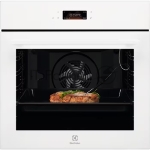 Электрический духовой шкаф Electrolux LOE8H39V с конвекцией, объем 72 л, 17 режимов, очистка паровая, 3 стекла в дверце, направляющие проволочные + телескопические (1 уровень),белая,термозонд