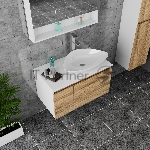 Комплект для ванной, 4 предмета (Тумба Bau Dream Blackwood 80, раковина BAU Triangle 59х39, смеситель для раковины высокий Hotel Still, нержавеющая сталь, выпуск клик клак, хром)