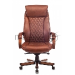 Кресло руководителя Бюрократ T-9924WALNUT светло-коричневый Leather Eichel, кожа, с подголов. крестовина металл/дерево