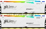Оперативная память Kingston Fury Beast, DDR5, 32Gb (2x16Gb), 5200MHz, CL40, DIMM, с радиаторами, RGB, белый