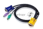 Шнур ATEN, мон+клав+мышь USB, SPHD15=>HD DB15+USB A-Тип, Male-2xMale, 8+4 проводов, опрессованный, 3 м., черный, (с поддержкой KVM PS/2) (2L-5203UP)