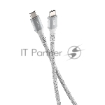 Кабель OLMIO PD100, Type-C - Type-C, PD 100W, USB2.0, 1.2м, тканевая оплетка, белый