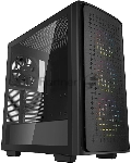 Компьютерный корпус Deepcool CK560 без БП, боковое окно (закаленное стекло), 3xARGB LED 120мм вентилятора спереди и 1x140мм вентилятор сзади, черный, ATX