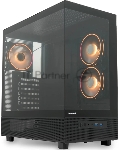 Компьютерный корпус HSPD F710, Panoramic Mid Tower, черный, TG, 0.5 SPCC, 3x120мм ARGb E-ATX, ATX, mATX, mITX 185/395/270мм 2x2.5", 1x3.5", 7xPCI 2xUSB-A 3.0 435x230x457мм