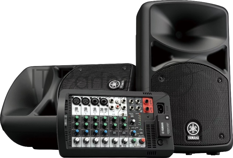 Система звукоусиления Yamaha STAGEPAS400BT портативная, 400 Вт, 2 х 8"+1", 8-канальный микшер (4 моно/линейных входа + 4 моно/2 стерео линейных входа), Входы Hi-Z (с высоким сопротивлением), Bluetooth