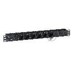 Блок розеток горизонтальный ExeGate ServerPro PDU-19H601 Al-6S-C14, 19", 1U, Алюминий, 6 Schuko, С14, черный