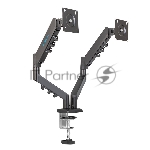 Кронштейн Kromax OFFICE-14 черный, 4 шт/уп. Кр. стал. настол. для 2-х мон. 15"-32", max 2x10 кг, 6 ст. св., нак. +90° -45°, пов. 180°, max VESA 100x100