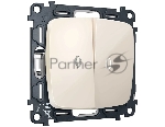 MO304055 Комплект механизма 2-кл выключателя с самовозвратом с подсветкой 5600K OMEGA Бежевый глянец QUANT (OP3040, VM129, G14W)