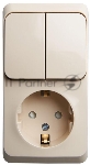 БЛОК Schneider-electric BPA16-202K ЭТЮД О/У: РОЗЕТКА с зазем. со шт. + ВЫКЛЮЧАТЕЛЬ 2-клавиш., КРЕМОВЫЙ, Россия