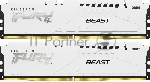 Оперативная память Kingston Fury Beast, DDR5, 32Gb (2x16Gb), 5600MHz, CL40, DIMM, с радиатором, белый