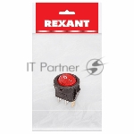 Выключатель клавишный Rexant круглый 250V 3А (3с) ON-OFF красный с подсветкой Micro (RWB-106, SC-214) Индивидуальная упаковка 1 шт