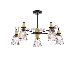 Люстра Ambrella light LH58114/5 BK/LW/SM черный/светлое дерево/дымчатый E14*5 max 40W D660*390