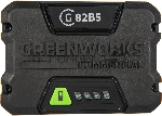 Аккумулятор GreenWorks 82V (модель G82B5) (2914607) - это литий ионная (Li-ion) батарея, силой тока 5 ампер/час и выполненная по самым передовым технологиям.Применяется в линейке всех устройств Greenworks 82V Coммercial.Аккумулятор состоит из ячеек производства японской компании LG. Ячейки этого производителя обладают самыми высокими показателями по емкости и выдаваемому напряжению, и относятся к классу A++. Батарея снабжена специальной платой управления, благодаря которой ячейки заряжаются и разряжаются равномерно и одновременно, что значительно продлевает срок жизни аккумулятора (среднее время 7 лет), а также отсутствует эффект потери мощности инструмента при разряде. Для надежной работы аккумулятор снабжен чипом, который защищает его от перезаряда, перегрева и глубокого разряда.Благодаря высокотехнологичным ячейкам, плате управления и защитному чипу, аккумулятор обладает долгим сроком службы - до 2000 циклов заряда-разряда. Корпус - ударопрочный, с прорезинен, вид 9