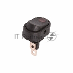 Выключатель клавишный 12V 30А (3с) ON-OFF черный ОВАЛ с красной подсветкой  Rexant