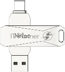 Флешка USB Netac U782C (NT03U782C-512G-32PN/replaced NT03U782C-512G-30PN), 512Gb, USB 3.2/TypeC, R/W 400/150, серебристый