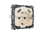 Комплект механизма электрической розетки OMEGA Бежевый глянец 2USB A+A 18W (быстрая зарядка) с/з QUANT (OP3090, VM155) MO309010