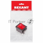 Выключатель клавишный Rexant 250V 15А (6с) ON-ON красный с подсветкой (RWB-506, SC-767)